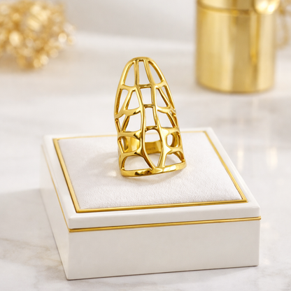 Mónica Robles 14K Gold Geometric Cage Ring - Size 7