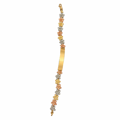 10K Gold Flower Bracelet with Nameplate – Size 7