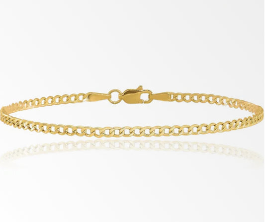 10k Gold Bracelet, Gloss Cut, Size 7, 2.5mm, Unisex