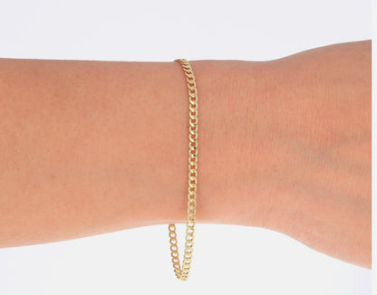 10k Gold Bracelet, Gloss Cut, Size 7, 2.5mm, Unisex