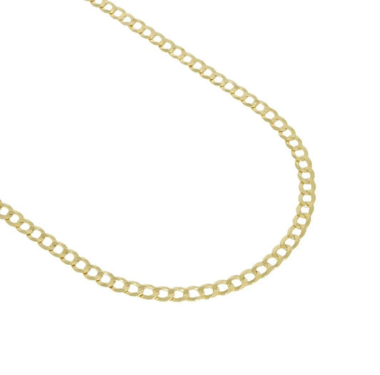 Cadena de oro de 10 quilates con corte brillante, talla 20, 4,5 mm, unisex