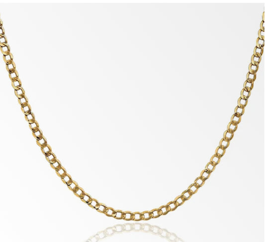 Cadena de oro de 10 quilates con corte brillante, talla 18, 2,5 mm, unisex