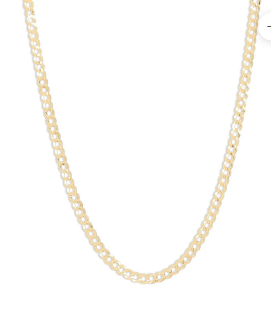 10k Gold Shiny Cut Chain, Size 16, 2.5mm Unisex