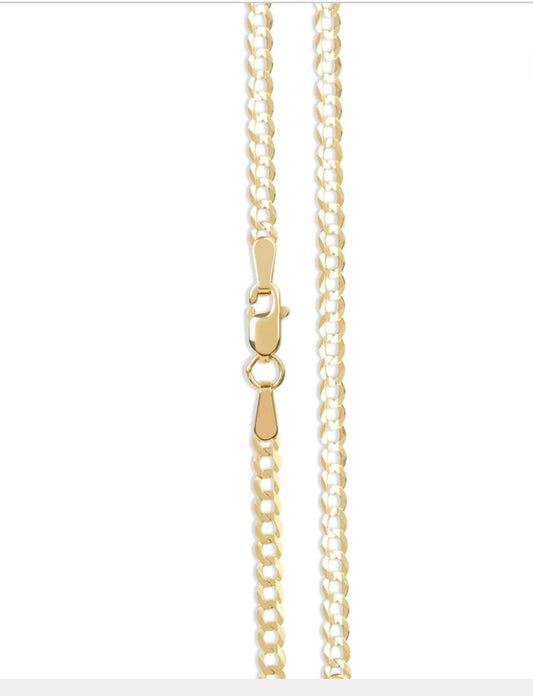 Cadena de oro de 10 quilates con corte brillante, talla 16, 2,5 mm, unisex