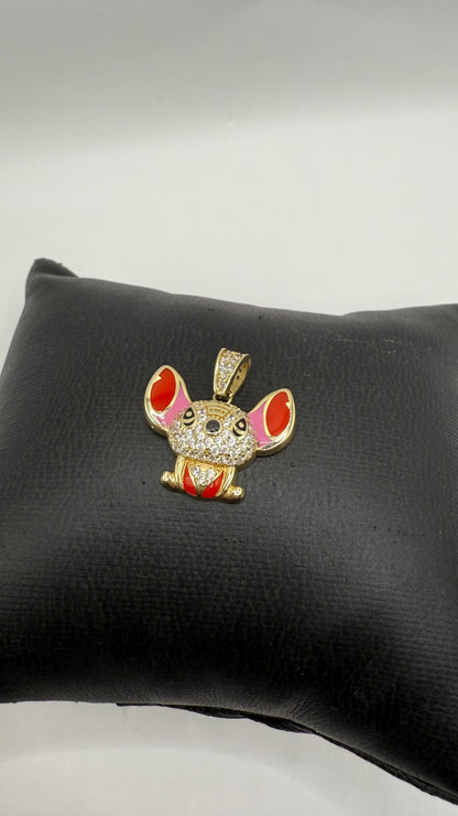 10k gold Stitch pendant with zirconia for women