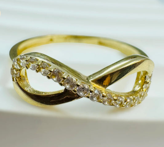 10k gold and zirconia infinity ring size 8.5 for women