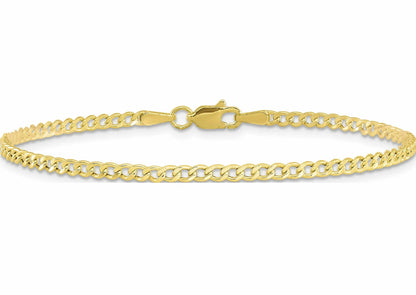10k Gold Shine Cut Anklets Size 10 for Women 2.5mm