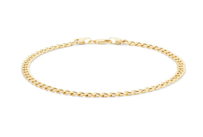 10k Gold Shine Cut Anklets Size 10 for Women 2.5mm