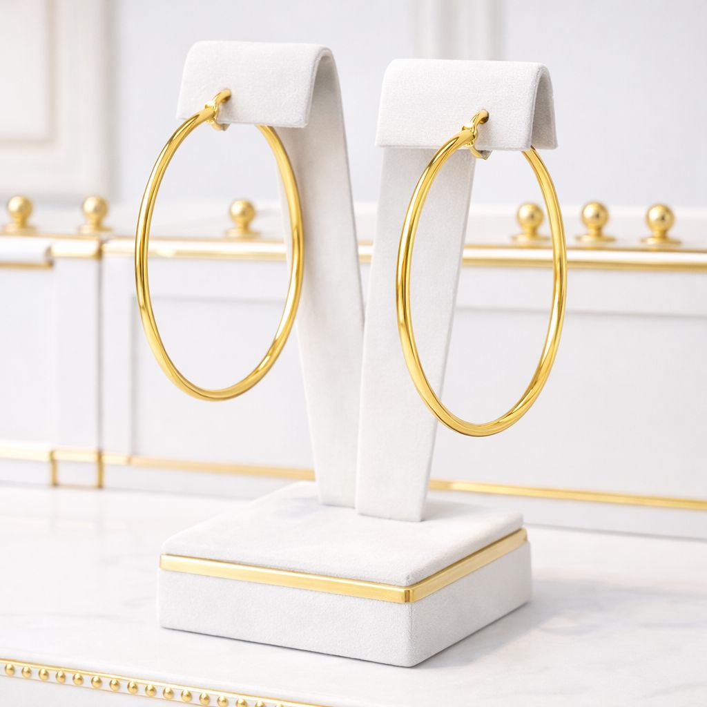 14K Gold Large Semi-Twisted Hoop Earrings
