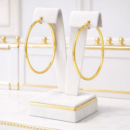 14K Gold Large Semi-Twisted Hoop Earrings