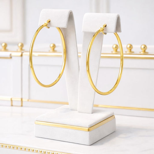 14K Gold Large Semi-Twisted Hoop Earrings