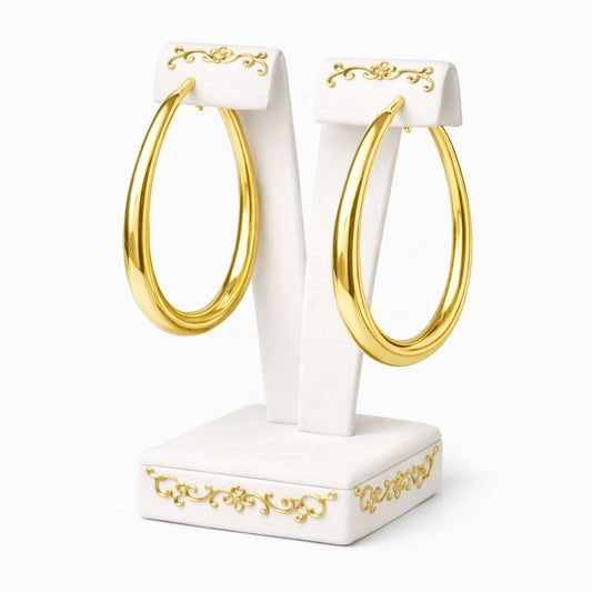 10K Gold Oval Hoop Earrings