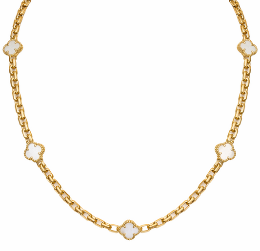 Collar de trébol de oro de 10 quilates para mujer, 18 pulgadas, 4 mm