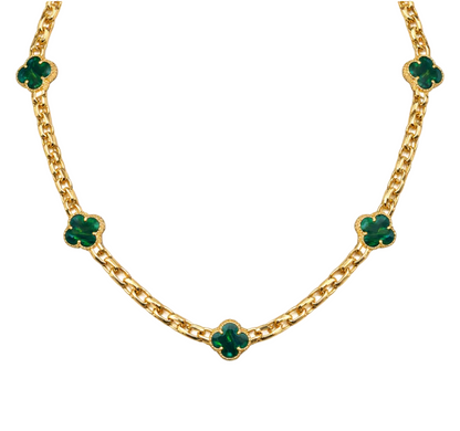 Collar de trébol de oro de 10 quilates para mujer, 16 pulgadas, 4 mm