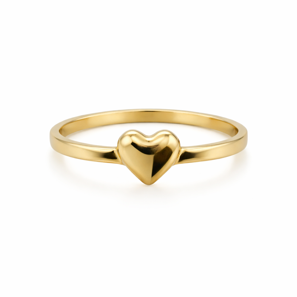 10k Gold Heart Ring for Women, Size 8