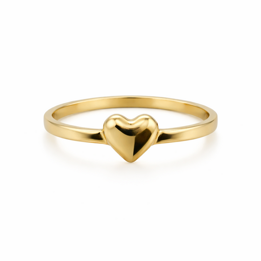 Anillo de corazón de oro de 10 quilates para mujer, talla 8