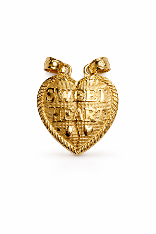 Colgante de corazón de oro de 10 quilates para mujer, 18 mm x 16 mm