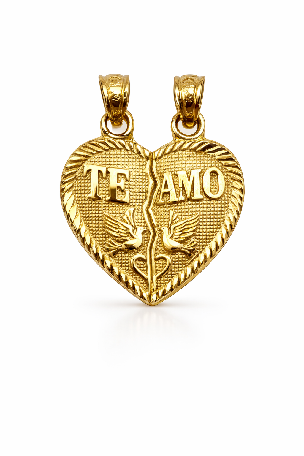 Colgante de corazón de oro de 10 quilates para mujer, 15 mm x 14 mm