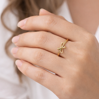 10k Gold Bow Ring for Women, Size 6 3/4