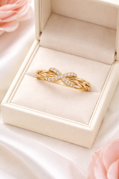 Anillo de oro de 14 quilates para mujer, talla 9