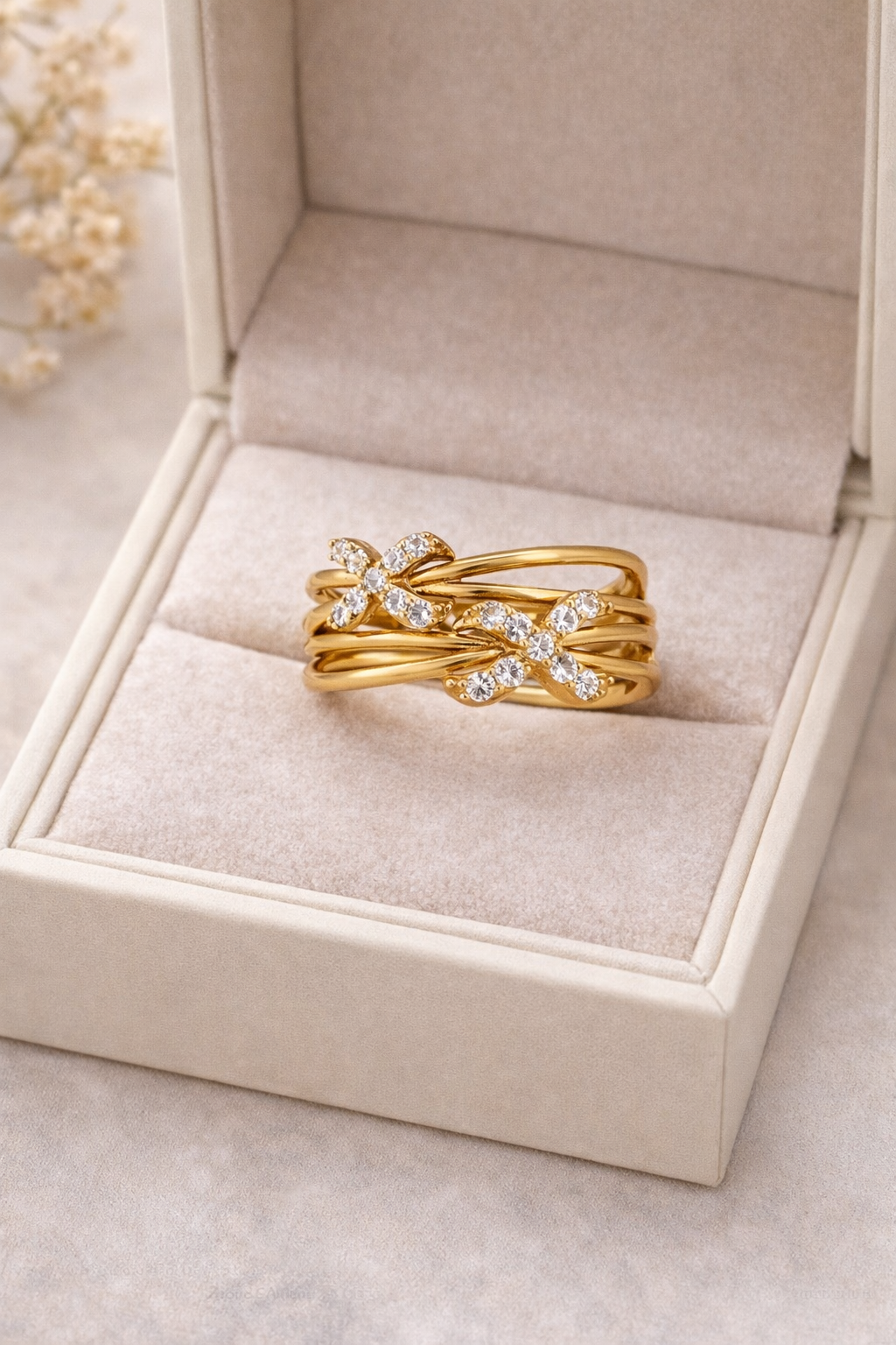 Anillo de oro de 14 quilates para mujer, talla 5.5