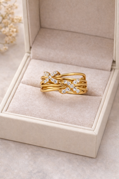 Anillo de oro de 14 quilates para mujer, talla 5.5