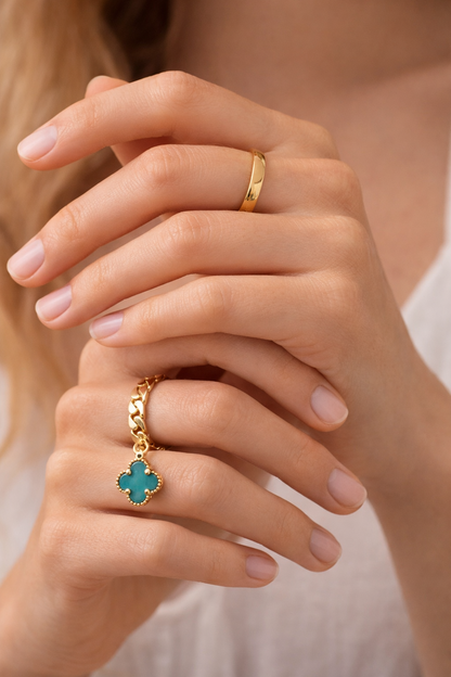 Anillo Flor de la Suerte en Oro de 14k para Mujer Talla 7