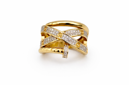 Anillo Oro 14k Estilo Cartier Juste Un Clou Mujer | Pavé de diamantes
