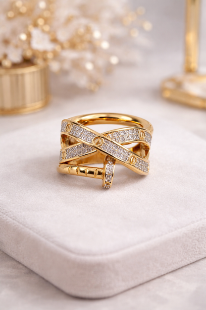 Anillo Oro 14k Estilo Cartier Juste Un Clou Mujer | Pavé de diamantes