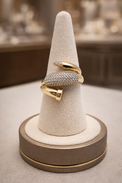 Anillo de oro de 14 quilates con rosca para mujer, talla 8.5