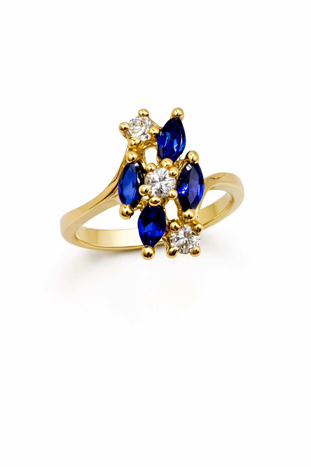 Anillo de oro de 14 quilates con flor para mujer, talla 8