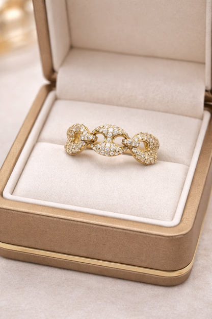 Anillo de oro de 14 quilates, estilo Gucci, talla 10 para mujer