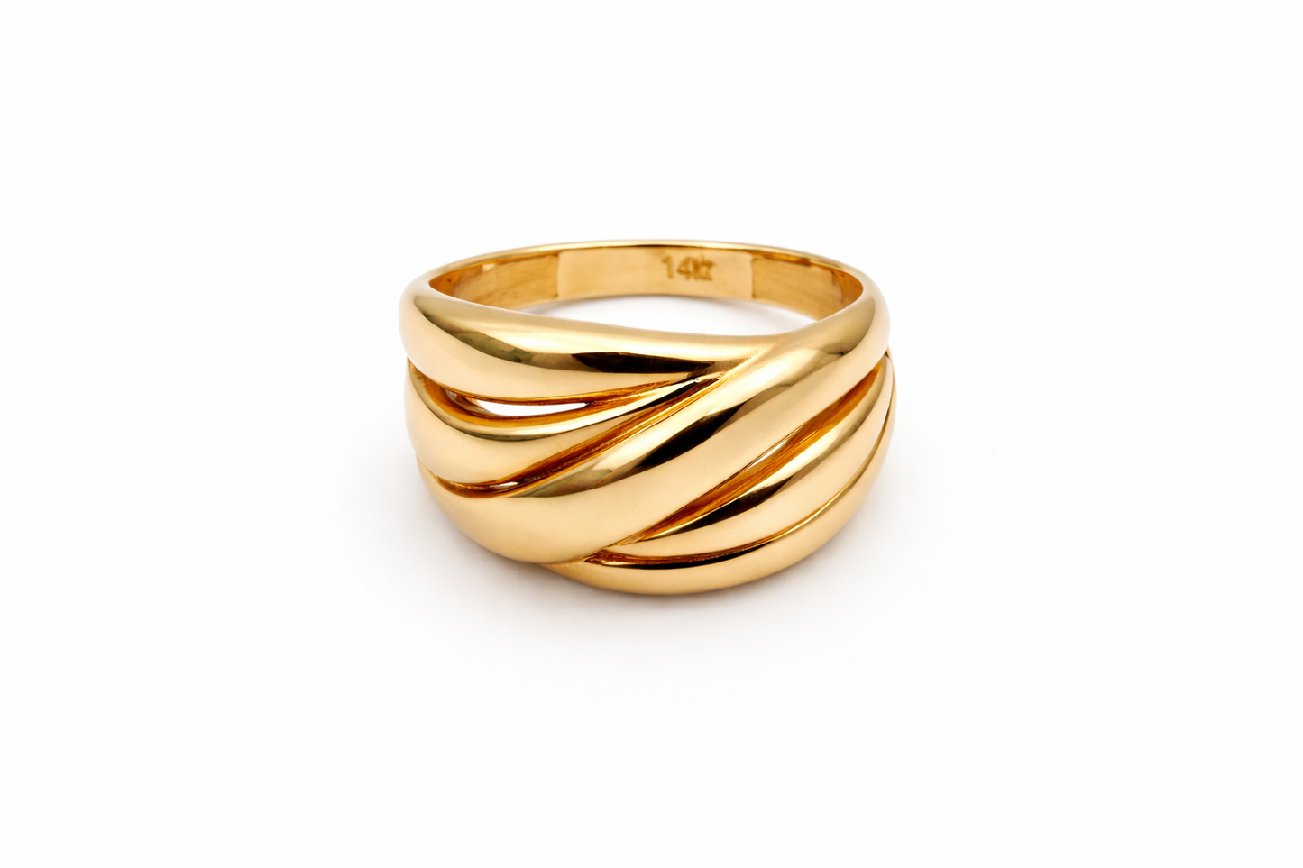 Anillo de oro de 14 quilates para mujer, talla 9