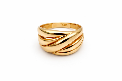 Anillo de oro de 14 quilates para mujer, talla 9