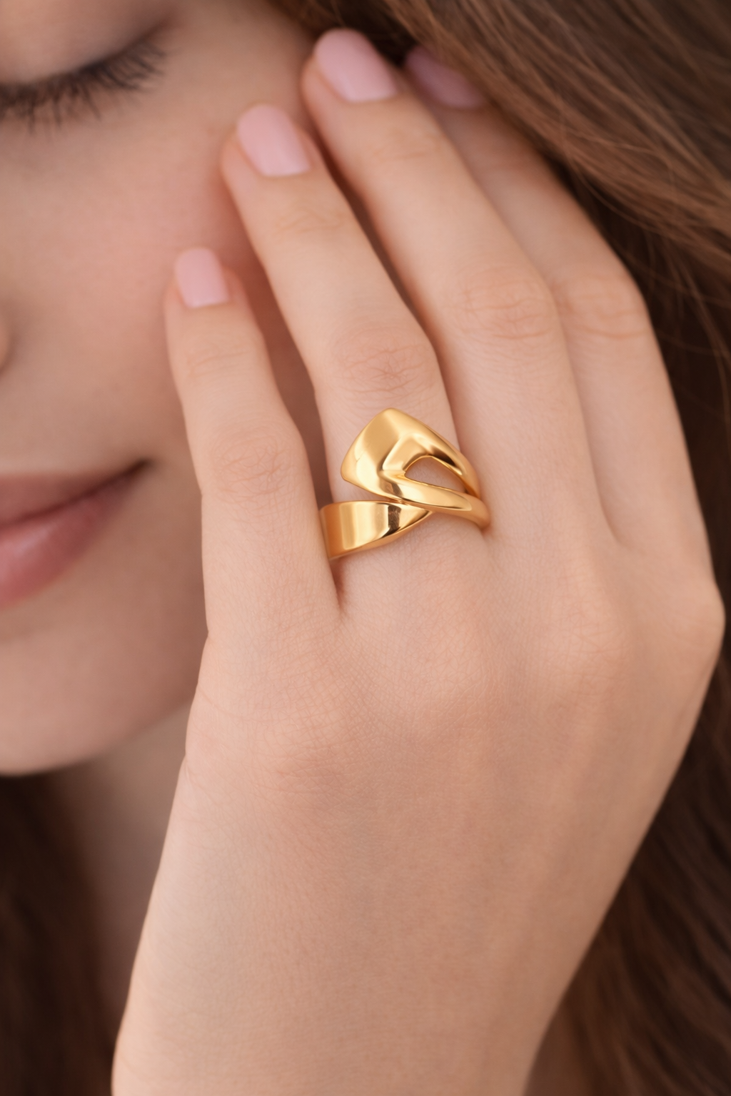 Anillo de oro de 14 quilates para mujer, talla 8.5