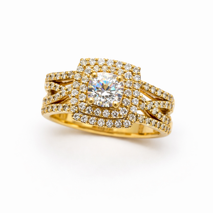 Anillo de compromiso de oro de 10 quilates, talla 7,5