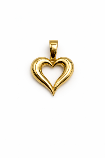Colgante de corazón de oro de 10 quilates para mujer, 20 mm x 27,18 mm