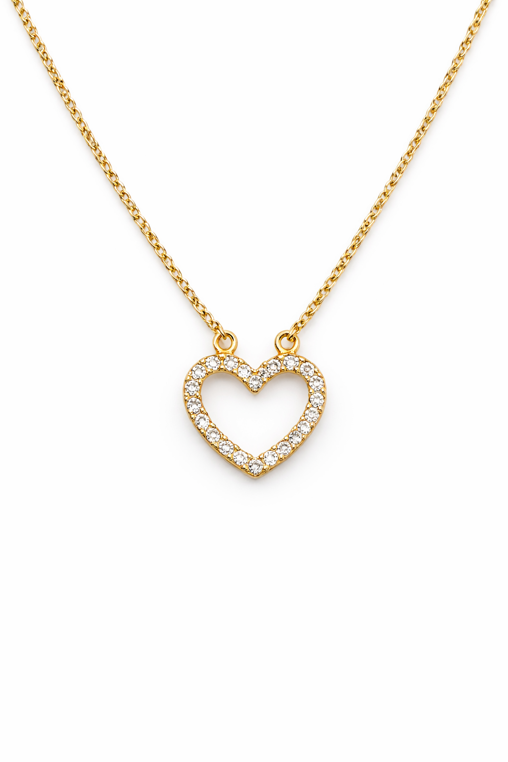 Cadena de oro de 10 quilates con forma de corazón para mujer, de 16 a 18 pulgadas