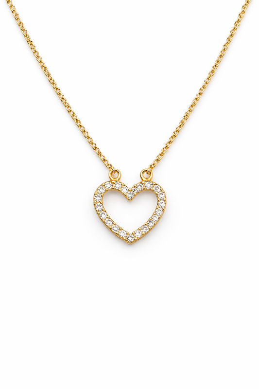 Cadena de oro de 10 quilates con forma de corazón para mujer, de 16 a 18 pulgadas